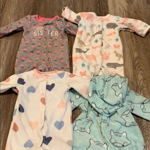 4 Newborn Fleece sleepers Carter’s